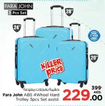Nesto Para John ABS 4Wheel Hard Trolley 3pcs Set asstd. offer
