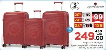 Nesto John Cooper PP 4Wheel Hard Trolley 3pcs Set asstd. offer