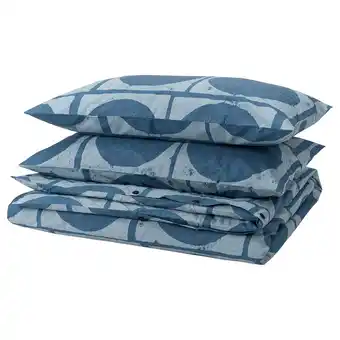 Ikea Jordranunkel duvet cover and 2 pillowcases, dark blue, 240x220/50x80 cm offer
