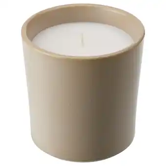 Ikea Jämlik scented candle in ceramic jar, vanilla/light beige, 50 hr offer