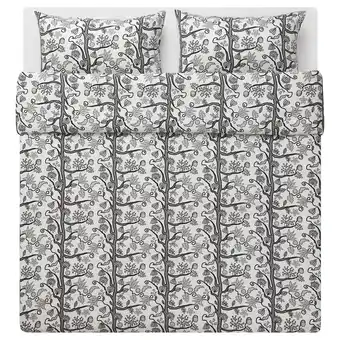 Ikea Vårsallat duvet cover and 2 pillowcases, grey, 240x220/50x80 cm offer
