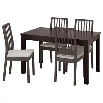 Ikea Laneberg / ekedalen table and 4 chairs, brown-black dark brown/orrsta light grey, 130/190x80 cm offer