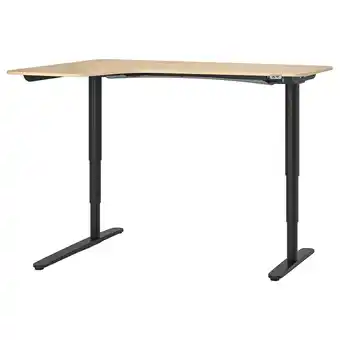 Ikea Bekant corner desk left sit/stand, white stained oak veneer/black, 160x110 cm offer