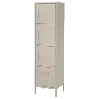 Idåsen high cabinet with smart lock, beige, 45x172 cm