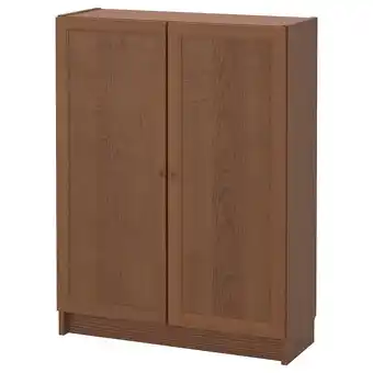 Ikea Billy / oxberg bookcase with doors, brown ash veneer, 80x30x106 cm offer