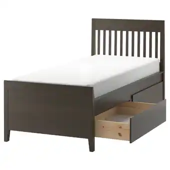 Ikea Idanäs bed frame with storage, dark brown/lönset, 90x200 cm offer