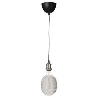 Ikea Jällby / molnart pendant lamp with light bulb, nickel-plated balloon-shaped with lined glass offer