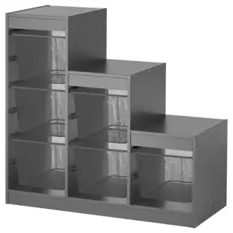Ikea Trofast storage combination with boxes, grey/dark grey, 99x44x94 cm offer