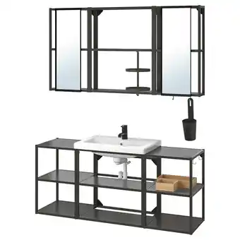 Ikea Enhet / tvällen bathroom furniture, set of 17, anthracite/saljen tap, 140x43x65 cm offer