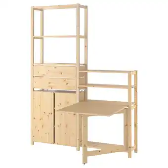 Ikea Ivar 2 sec/storage unit w foldable table, pine, 175x30x226 cm offer
