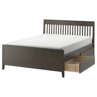Ikea Idanäs bed frame with storage, dark brown stained, 140x200 cm offer