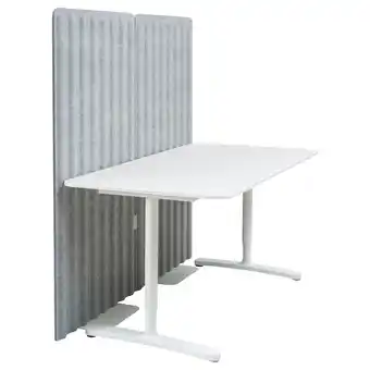 Ikea Bekant desk with screen, white/grey, 160x80 150 cm offer