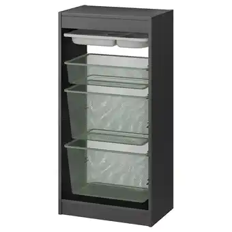 Ikea Trofast storage combination with boxes/tray, grey grey/light green-grey, 46x30x94 cm offer
