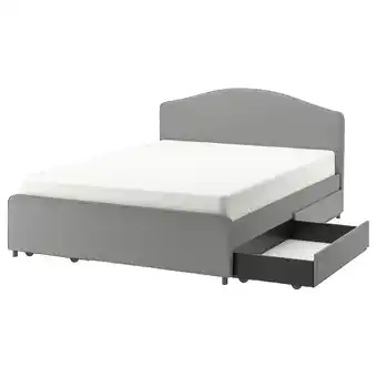 Ikea Hauga upholstered bed, 4 storage boxes, vissle grey, 180x200 cm offer