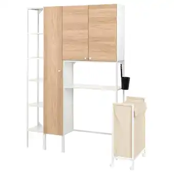 Ikea Enhet storage combination, white/oak effect, 140x32x204 cm offer