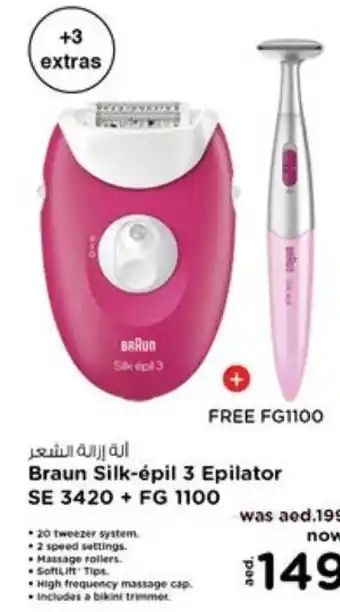 Nesto Braun Silk-épil 3 Epilator SE 3420 + FG 1100 offer