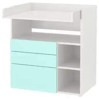 Ikea Småstad changing table, white pale turquoise/with 3 drawers, 90x79x100 cm offer