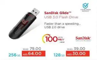 Lulu Hypermarket SanDisk Glide USB 3.0 Flash Drive 128GB offer