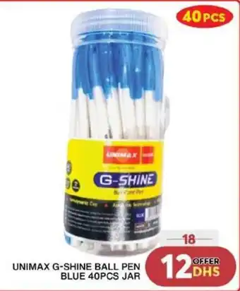 Grand Hyper Market UNIMAX G-SHINE BALL PEN BLUE 40PCS JAR offer