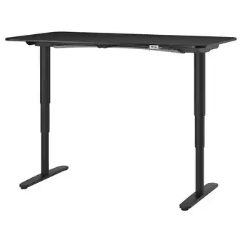 Ikea Bekant desk sit/stand, black stained ash veneer/black, 160x80 cm offer