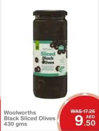 Choithrams Woolworths Black Sliced Olives 430 gms offer