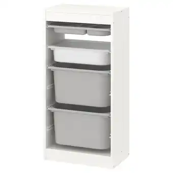 Ikea Trofast storage combination with boxes/tray, white grey/white, 46x30x94 cm offer