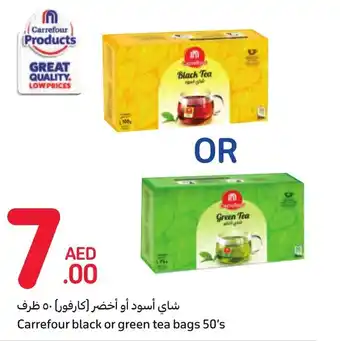 Carrefour Carrefour black or green tea bags 50's offer
