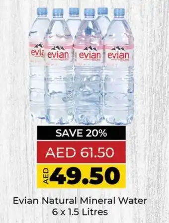 Lulu Hypermarket Evian Natural Mineral Water 6 x 1.5 Litres offer