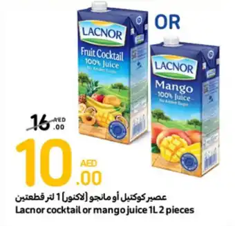Carrefour Lacnor cocktail or mango juice 1L 2 pieces offer