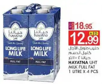 KM Trading HAYATNA UHT MILK FULL FAT 1 LITRE X 4 PCS offer