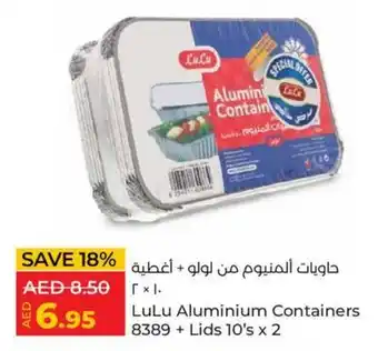 Lulu Hypermarket LuLu Aluminium Containers 8389 + Lids 10's x 2 offer