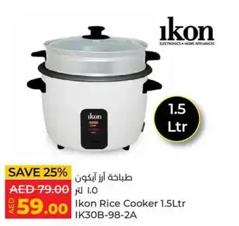 Lulu Hypermarket Ikon Rice Cooker 1.5Ltr IK30B-98-2A offer