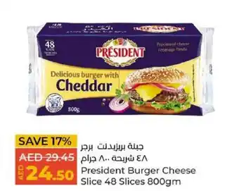 Lulu Hypermarket President Burger Cheese Slice 48 Slices 800gm offer