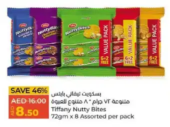 Lulu Hypermarket Tiffany Nutty Bites 72gm x 8 Assorted per pack offer