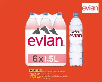 Lulu Hypermarket Evian Natural Mineral Water 1.5Ltr x 6 offer