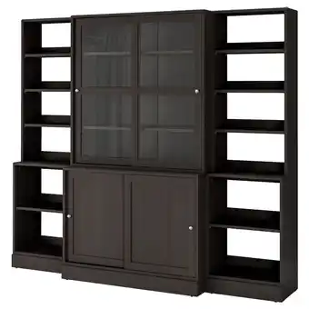 Ikea Havsta storage comb w sliding glass doors, dark brown, 243x47x212 cm offer