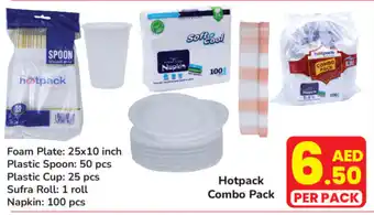 Day To Day Foam Plate: 25x10inch, Plastic Spoon: 50 pcs Plastic Cup: 25 pcs Sufra Roll: 1 roll Napkin: 100 pcs offer