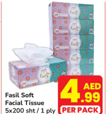 Day To Day Fasil Soft Facial Tissue 5x200 sht/ 1 ply offer