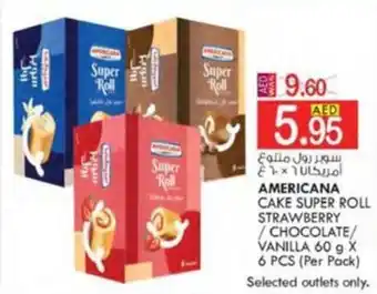 KM Trading AMERICANA CAKE SUPER ROLL STRAWBERRY /CHOCOLATE/ VANILLA 60 g X 6 PCS offer