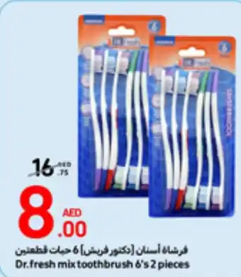 Carrefour Dr.fresh mix toothbrush 6's 2 pieces offer