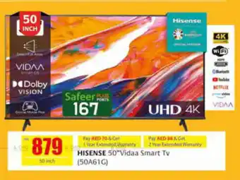 Safeer Market HISENSE 50"Vidaa Smart Tv 50A61G offer