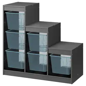 Ikea Trofast Storage combination with boxes, grey/grey-blue, 99x44x94 cm offer