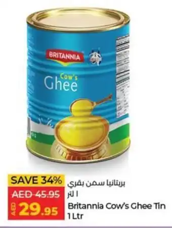 Lulu Hypermarket Britannia Cow's Ghee Tin 1 Ltr offer