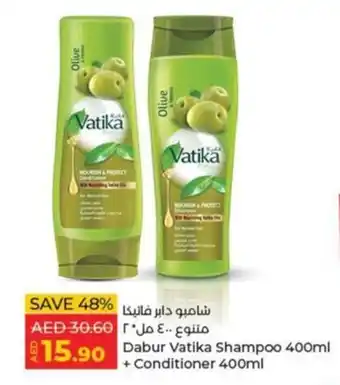 Lulu Hypermarket Dabur Vatika Shampoo 400ml + Conditioner 400ml offer