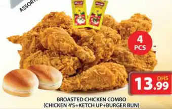 Grand Mall Sharjah BROASTED CHICKEN COMBO {CHICKEN 4'S+KETCH UP+BURGER BUN} offer