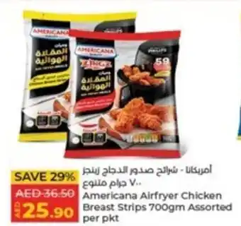 Lulu Hypermarket Americana Airfryer Chicken Breast Strips 700gm Assorted per pkt offer
