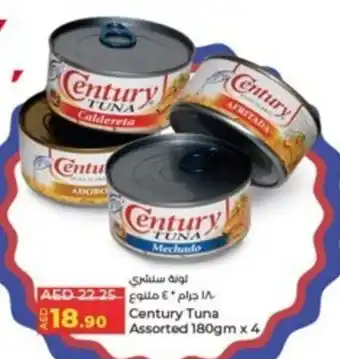 Lulu Hypermarket Century Tuna Assorted 180gm x 4 offer