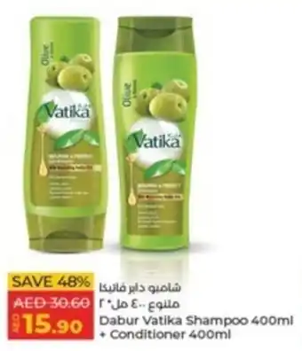 Lulu Hypermarket Dabur Vatika Shampoo 400ml + Conditioner 400ml offer