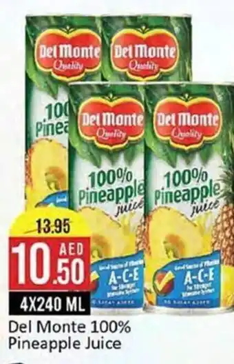 West Zone Supermarket Del Monte 100% Pineapple Juice 4X240 ML offer