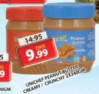 Grand Hyper Market UNICHEF PEANUT BUTTER CREAMY/CRUNCHY 2X340GM offer